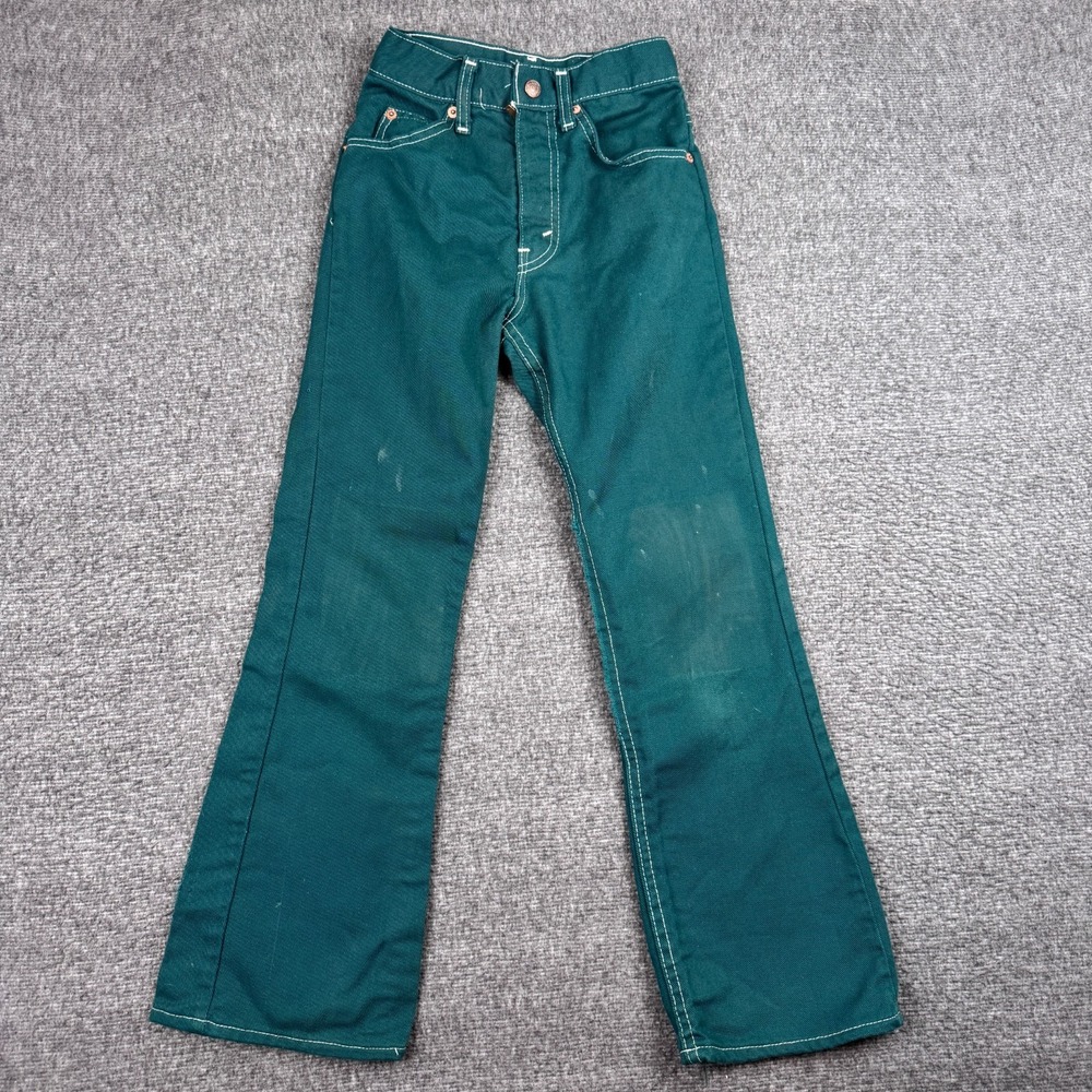 Vintage Levis Bell Bottoms‎ Jeans Kids 6 (20x24) Green Flare Big E Western 60s